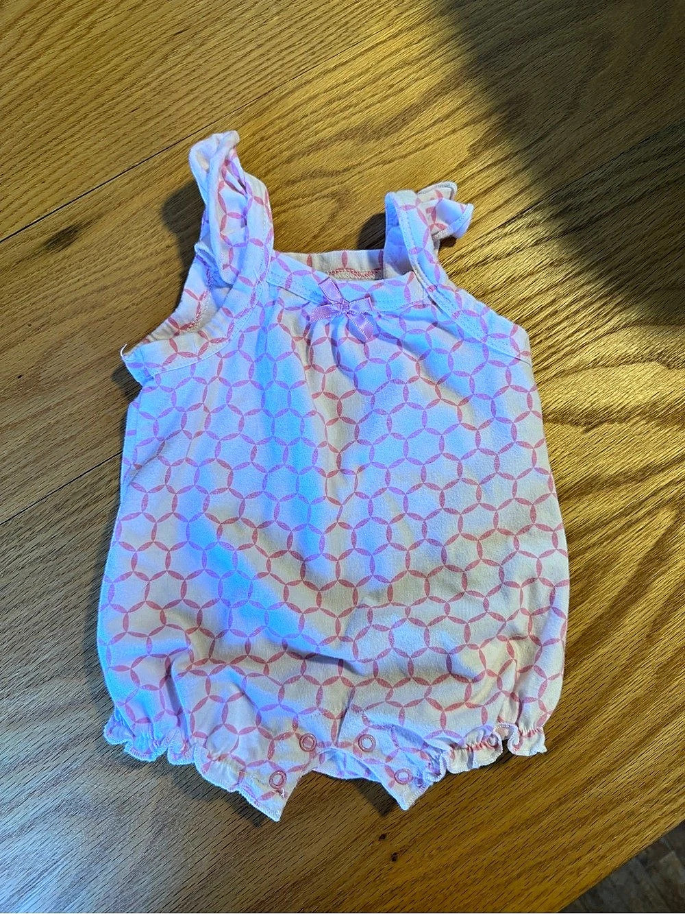 Baby Essentials 6M Pink & White Patterned Romper